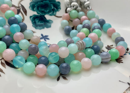 6mm 7mm 8mm 9mm AAA 100% All Natural Smooth Round Mixed Color Opal Beads Genuine Pink Blue Green Lavender Peruvian Opal 8 Inches #3189