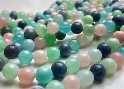 6mm 7mm 8mm 9mm AAA 100% All Natural Smooth Round Mixed Color Opal Beads Genuine Pink Blue Green Lavender Peruvian Opal 8 Inches #3189