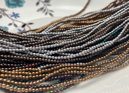 2mm 3mm 4mm Shiny Hematite Pyrite Beads Silver Gold Bronze Rainbow Rhodium Color Smooth Round Metallic Titanium Beads 16 Inches #3276