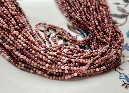 2 mm AAA Faceted Round Tiny Pink Rhodonite Gemstone Beads Genuine Natural Shiny Pink Rhodonite Loose Beads 15 Inches Strand #3279