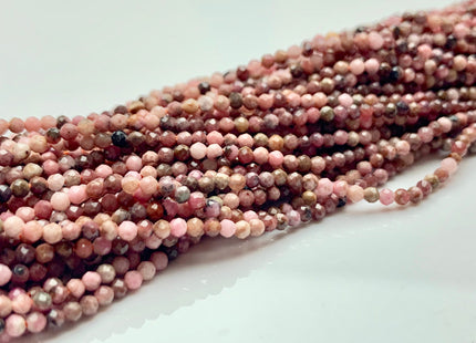 2 mm AAA Faceted Round Tiny Pink Rhodonite Gemstone Beads Genuine Natural Shiny Pink Rhodonite Loose Beads 15 Inches Strand #3279