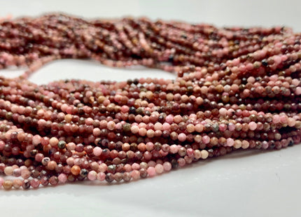 2 mm AAA Faceted Round Tiny Pink Rhodonite Gemstone Beads Genuine Natural Shiny Pink Rhodonite Loose Beads 15 Inches Strand #3279