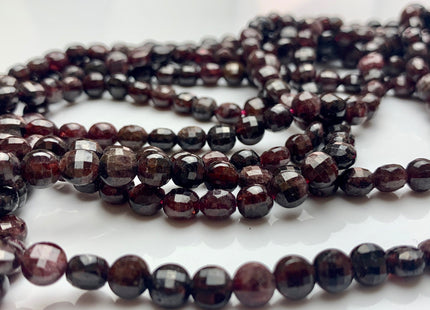 4mm 6mm Micro Faceted Diamond Cut Garnet Flat Coin Disc Shape Gemstone Beads Genuine Natural Dark Purple Garnet 15 Inches Strand #3218