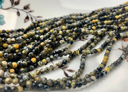 WHOLESALE 3 mm Faceted Round Agate Gemstone Beads Genuine Mixed Pink Blue Black Yellow Gray Purple Color Agate Loose Beads 15 Inches #3229