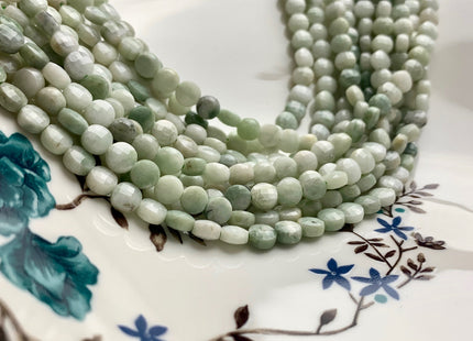6 mm Micro Faceted Diamond Cut Light Green Jade Flat Coin Disc Shape Gemstone Beads Genuine Natural Jade 15 Inches Strand #3221
