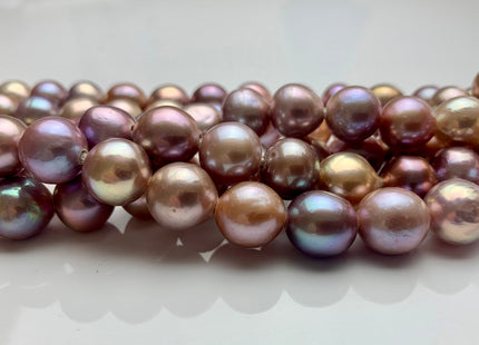 12.5-14mm AAA HalfStrand LargeHole Very Rare Dark Mauve Pink Baroque Pearl Bead 2.2 mm Hole Natural Edison Pearl W/Iridescent Color #P1111