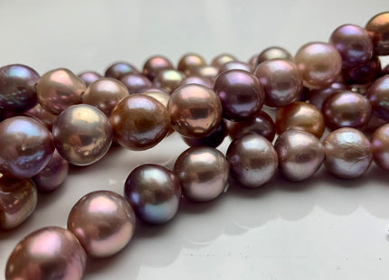 12.5-14mm AAA HalfStrand LargeHole Very Rare Dark Mauve Pink Baroque Pearl Bead 2.2 mm Hole Natural Edison Pearl W/Iridescent Color #P1111