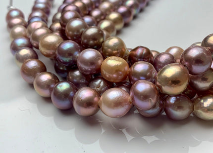 12.5-14mm AAA HalfStrand LargeHole Very Rare Dark Mauve Pink Baroque Pearl Bead 2.2 mm Hole Natural Edison Pearl W/Iridescent Color #P1111