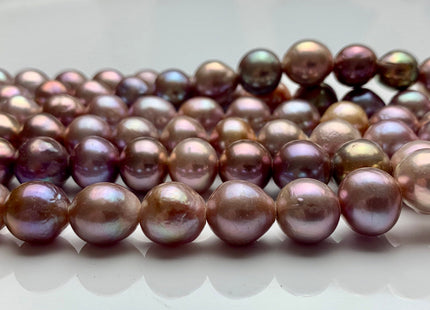 12.5-14mm AAA HalfStrand LargeHole Very Rare Dark Mauve Pink Baroque Pearl Bead 2.2 mm Hole Natural Edison Pearl W/Iridescent Color #P1111