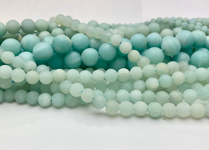 4mm 6mm 8mm 10mm AAA Matte Finished Smooth Round Blue Amazonite Gemstone Beads Genuine High Quality Natural Blue Amazonite 15.5 Inches #3234