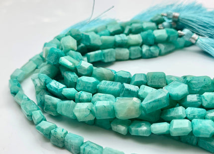 6-10x8-13mm AAA Natural Blue Green Amazonite Nugget Shape Genuine Irregular Shape Amazonite Organic Cut Raw Beads 8 Inches Strand #3208