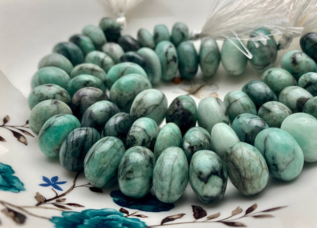 12-20mm AAA 100% All Natural Very Rare Green Emerald Gemstone Beads Smooth Rondelle Shape Genuine Top Quality Emerald Bead 9 Inches #3236