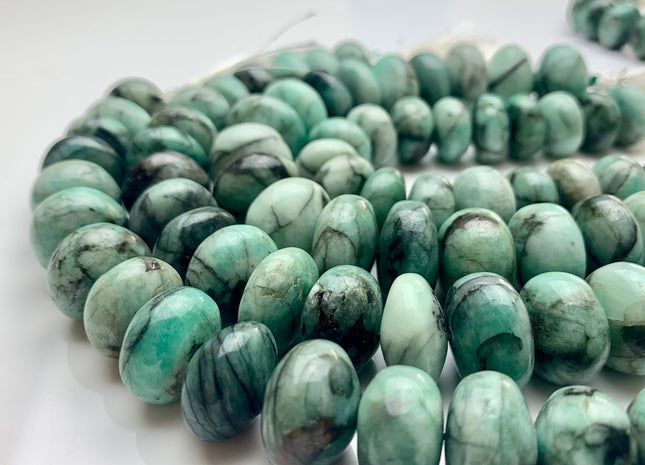 12-20mm AAA 100% All Natural Very Rare Green Emerald Gemstone Beads Smooth Rondelle Shape Genuine Top Quality Emerald Bead 9 Inches #3236