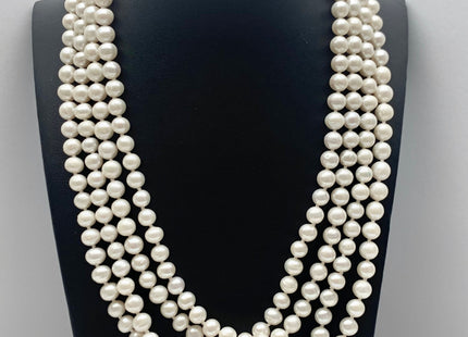 40 Inches Hand Knotted 7 mm Potato Natural White/Light Pink/Blush Pink/Mauve Pink Color Freshwater Pearl Long Necklace #P1093