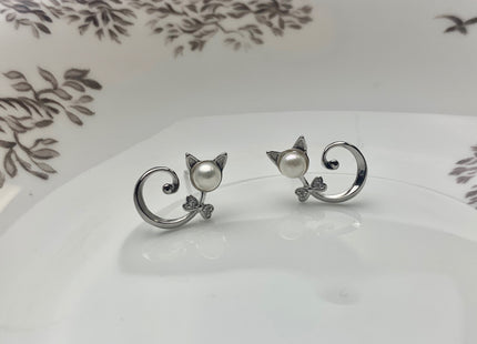 One Pair 925 Sterling Silver Or Gold Setting Findings For Half Drilled Pearls Crescent Shape Design Sterling Silver Findings #10056