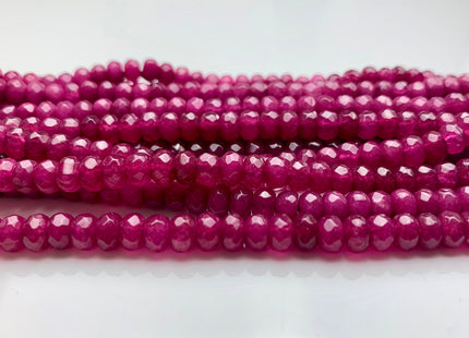 3x5mm 4x6mm 5x8mm Faceted Rondelle Ruby Pink Color Agate Gemstone Beads Genuine Agate Gemstone Loose Beads 14 Inches Strand #3287