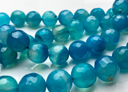 14 mm Faceted Round Agate Gemstone Beads Blue Apatite Color Genuine Heat Treated Agate Gemstone Loose Beads 14 Inches Strand #3286