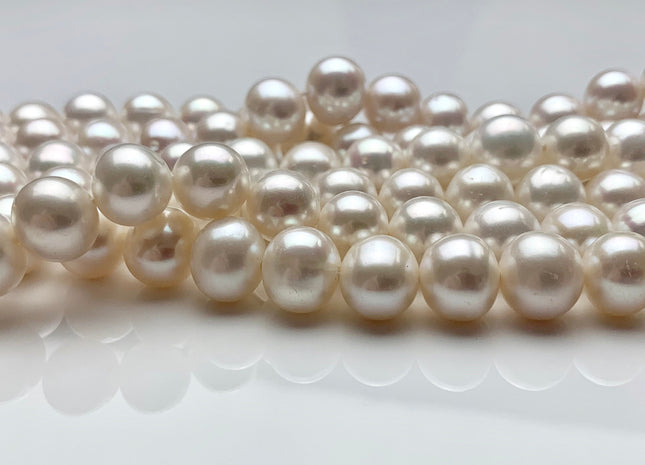 10-11 mm AA Large Hole Natural White Potato Freshwater Pearls Hole Size 1.2mm 1.8mm 2.2mm Genuine High Luster Pearls 42-46 Pieces #P1112