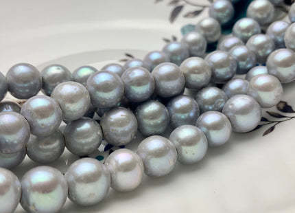 10 mm Half Strand Large Hole Gray Color Potato Freshwater Pearls Hole Size 2.2mm 3.0mm Genuine Large Hole Gray Pearl Beads 20 Pieces #P1121
