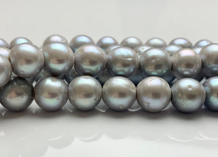 10 mm Half Strand Large Hole Gray Color Potato Freshwater Pearls Hole Size 2.2mm 3.0mm Genuine Large Hole Gray Pearl Beads 20 Pieces #P1121