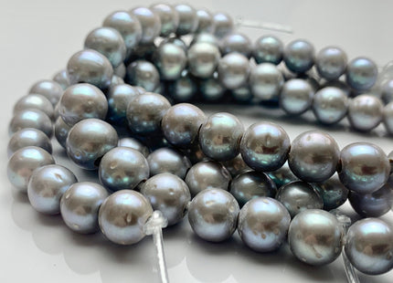 10 mm Half Strand Large Hole Gray Color Potato Freshwater Pearls Hole Size 2.2mm 3.0mm Genuine Large Hole Gray Pearl Beads 20 Pieces #P1121