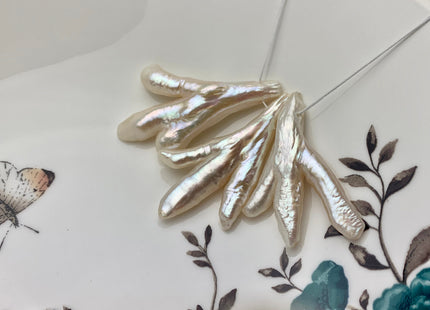 One-Of-A-Kind AAA Rare Natural White Chicken Feet Shape Genuine Top Drilled Pearl Beads High Luster Large Hole 1.2mm Biwa Pearl Beads #P1125
