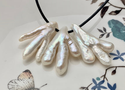One-Of-A-Kind AAA Rare Natural White Chicken Feet Shape Genuine Top Drilled Pearl High Luster Large Hole 1.5mm 2.2mm Biwa Pearl #P1127