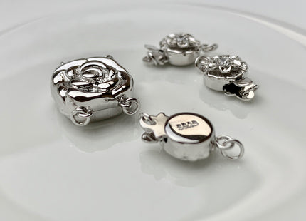8mm 15mm Jumbo .925 Sterling Silver Clasp, Large Sterling Silver Finding Clasp, Silver Finding Clasps, Floral Design Jumbo Clasp #10062