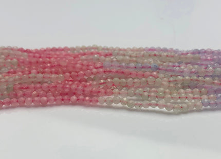 2 mm AAA Natural Faceted Micro Faceted Round Morganite Gemstone Bead Genuine Morganite Aquamarine Gemstone Loose Bead 15 Inches Strand #3296