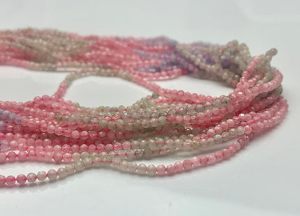 2 mm AAA Natural Faceted Micro Faceted Round Morganite Gemstone Bead Genuine Morganite Aquamarine Gemstone Loose Bead 15 Inches Strand #3296