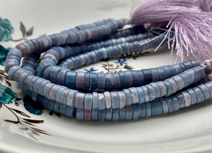 7mm 8mm 9mm 10mm AAA 100% All Natural Smooth Heishi Tyre Blue Lavender Opal Beads Genuine Natural Peruvian Opal 8 Inches Strand #3199