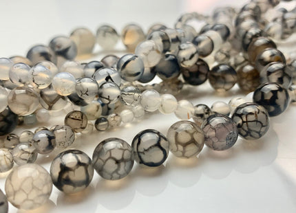4mm 6mm 8mm 10mm 12mm Round Smooth Dragon Vein Gemstone Beads Black & White Agate Beads 15 Inches Strand #3288
