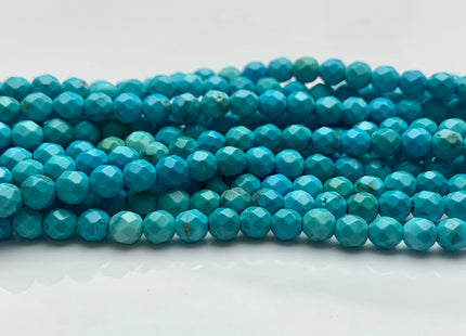 4 mm Faceted Round Blue Green Turquoise Beads Highly Polished Gemstone Loose Beads 15.5 Inches Strand #3252