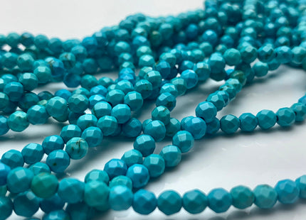 4 mm Faceted Round Blue Green Turquoise Beads Highly Polished Gemstone Loose Beads 15.5 Inches Strand #3252