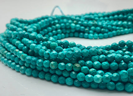 4 mm Faceted Round Blue Green Turquoise Beads Highly Polished Gemstone Loose Beads 15.5 Inches Strand #3252