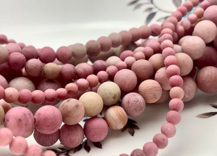 4mm 6mm 8mm 10mm 12mm Natural Matte Pink Petrified Rhodonite Gemstone Beads Natural Pink Color Gemstone Beads 15 Inches Strand #3253