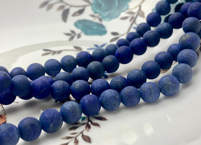 4mm 6mm 8mm 10mm 12mm Matte Finished Round Natural Blue Lapis Gemstone Beads Natural Color Quality Round Lapis Beads 15 Inches Strand #3254