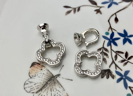 14 mm 925 Sterling Silver Floral Square Shape Clasp Sterling Silver Findings 925 Sterling Silver/Gold Filled Clasps With CZ #10063