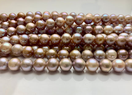 9 mm AAA Natural Mauve Pink Freshwater Pearl Semi Round Shape Genuine Ultra Dark Pink Off Round Freshwater Pearl 47 Pieces #P1082