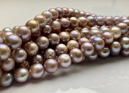 9 mm AAA Natural Mauve Pink Freshwater Pearl Semi Round Shape Genuine Ultra Dark Pink Off Round Freshwater Pearl 47 Pieces #P1082