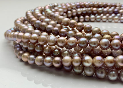 9 mm AAA Natural Mauve Pink Freshwater Pearl Semi Round Shape Genuine Ultra Dark Pink Off Round Freshwater Pearl 47 Pieces #P1082