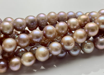 9 mm AAA Natural Mauve Pink Freshwater Pearl Semi Round Shape Genuine Ultra Dark Pink Off Round Freshwater Pearl 47 Pieces #P1082