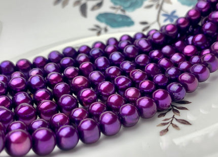 7-8mm AA Potato Shape Freshwater Pearl Beads Purple Color Genuine Cultured High Luster Freshwater Pearl 58 Pieces 16 Inches Strand #P1083