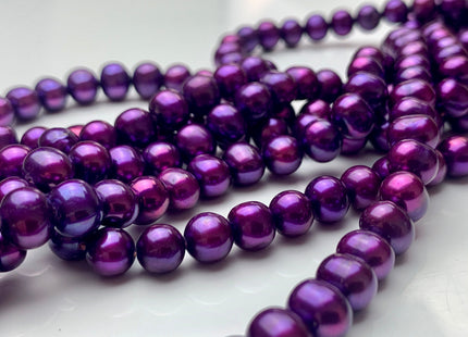 7-8mm AA Potato Shape Freshwater Pearl Beads Purple Color Genuine Cultured High Luster Freshwater Pearl 58 Pieces 16 Inches Strand #P1083