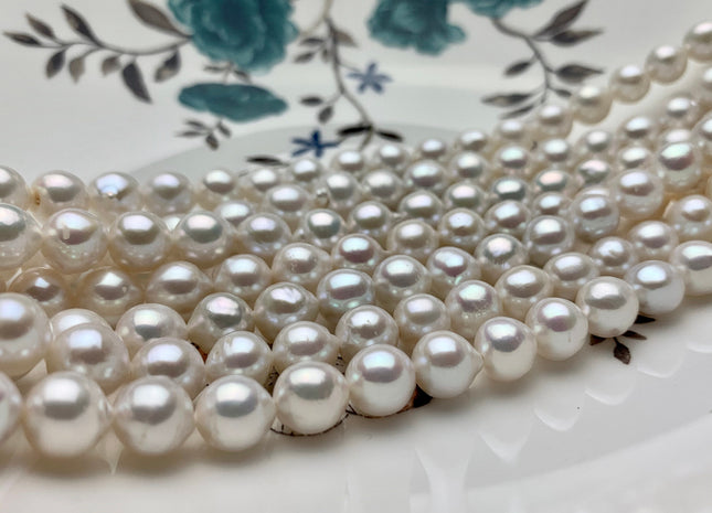 8 mm AAA Natural White Top Quality Edison Baroque Freshwater Pearls Bead Genuine Very High Luster Freshwater Edison Pearls 50 Pieces #P1086