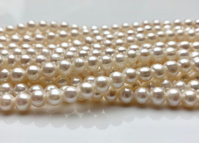 6-6.5 mm AA Large Hole Potato Natural White Freshwater Pearls Hole Size 2.0mm Genuine Large Hole Freshwater Pearls 70 Beads #P1088