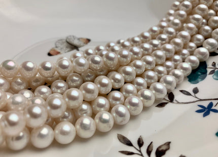 6-6.5 mm AAA Large Hole Round Natural White Freshwater Pearls Hole Size 1.2mm 1.5mm Genuine High Luster Large Hole Pearls 68 Pieces #P1092