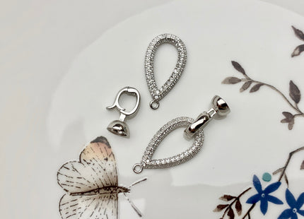 12x22 mm 925 Sterling Silver Oval Shape Clasp Sterling Silver Findings 925 Sterling Silver Clasps With CZ #10065