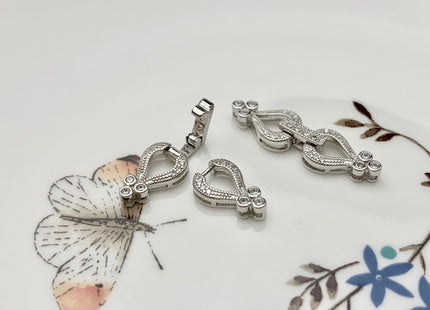 9x28 mm 925 Sterling Silver Spade Shape Clasp Sterling Silver Findings 925 Sterling Silver Clasps With CZ #10067