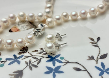 18/20/24 Inches Hand Knotted 7 mm AA Freshwater Potato Pearl Necklace Natural White Freshwater Pearl Necklace With Silver Clasp #1850